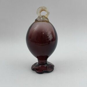 Hand Blown Art Glass Hanging Hummingbird Feeder Purple Amethyst Unique